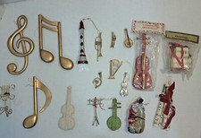 Brass String And Wind Musical Instrument Ornament Vintage French Horn Lot Of 18
