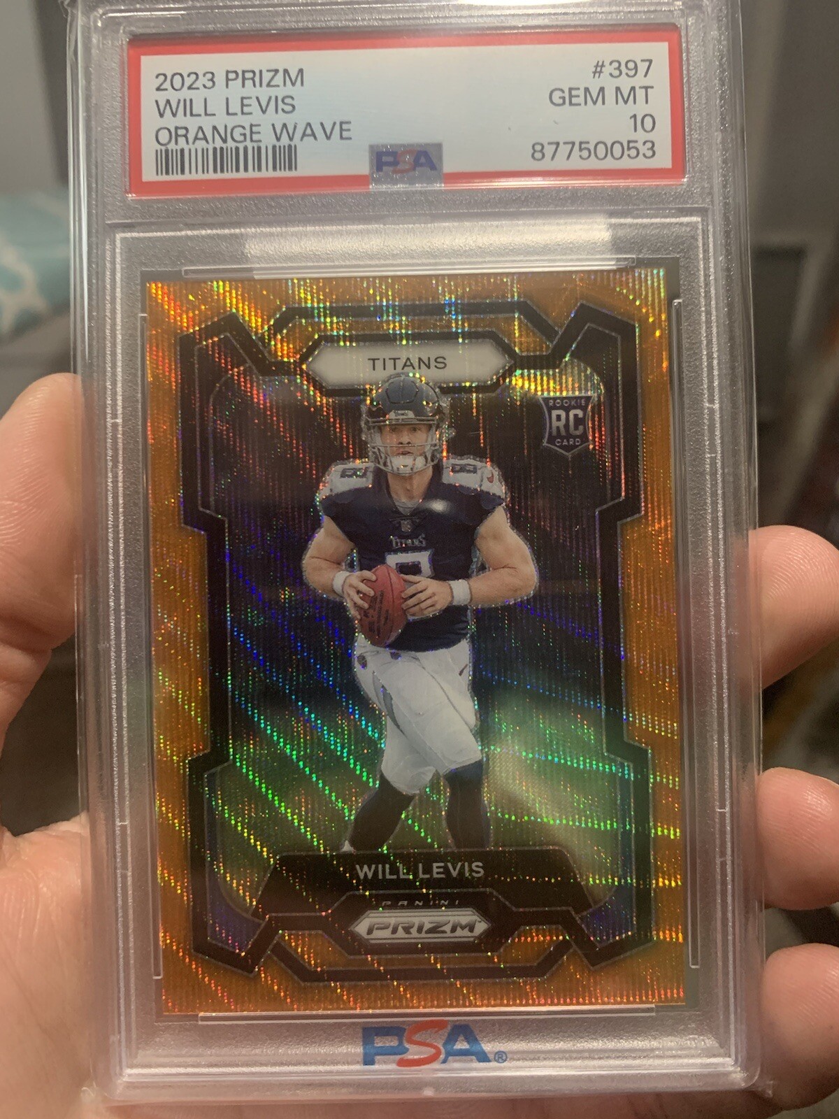 2023 Prizm Will Levis Rookie RC Orange Wave /60 PSA 10 Titans Parallel SP #397