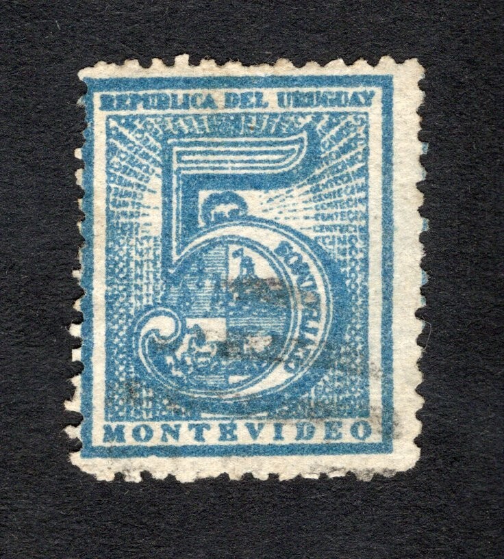 Uruguay 1866 stamp Mi#33A Diff Cancellation used #25