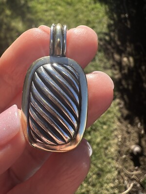 David Yurman 18k Gelbgold Sterlingsilber Welle Halskette Anhänger