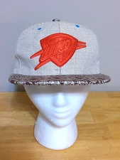 Oklahoma City Thunder Mitchell and Ness Leather Strapback Hat NBA Aztec Pattern 