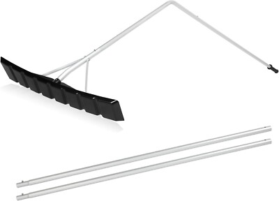Flat Roof Snow Rake 4.8-16FT Aluminum Detachable Angled Snow Roof Rake 24'' Blade