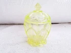 19c Vintage Original Old Neon Green Color Glass Jar Pot With Lid Decorative G752