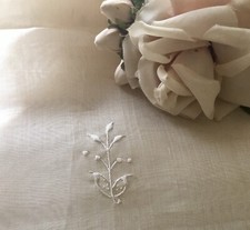 Antique Early 1900 Edwardian Embroidered Floral Silk Organza Voile Fabric Cream