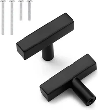 Pack of 17 pc Black 2" T-Bar Cabinet Handles, Drawer Pulls for Kitchen Hardware