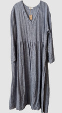 WOMENS CP SHADES NWT BLUE CHAMBRAY LINEN AMANDA MAXI DRESS~POCKETS~  XL