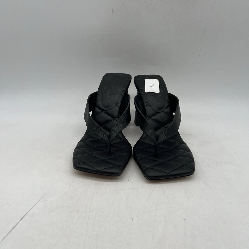 Sandalias Jessica Simpson para mujer negras Zayde Puff trenzadas tacón tanga talla 7,5 M Foto 3 de 4