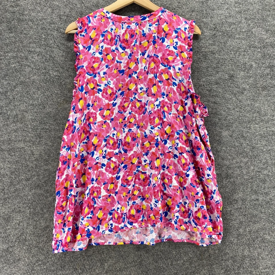 Blusa Time And Tru Mujer 3XL Rosa Floral Sin Mangas Correa Ancha Botón Rayón Foto 2 de 4