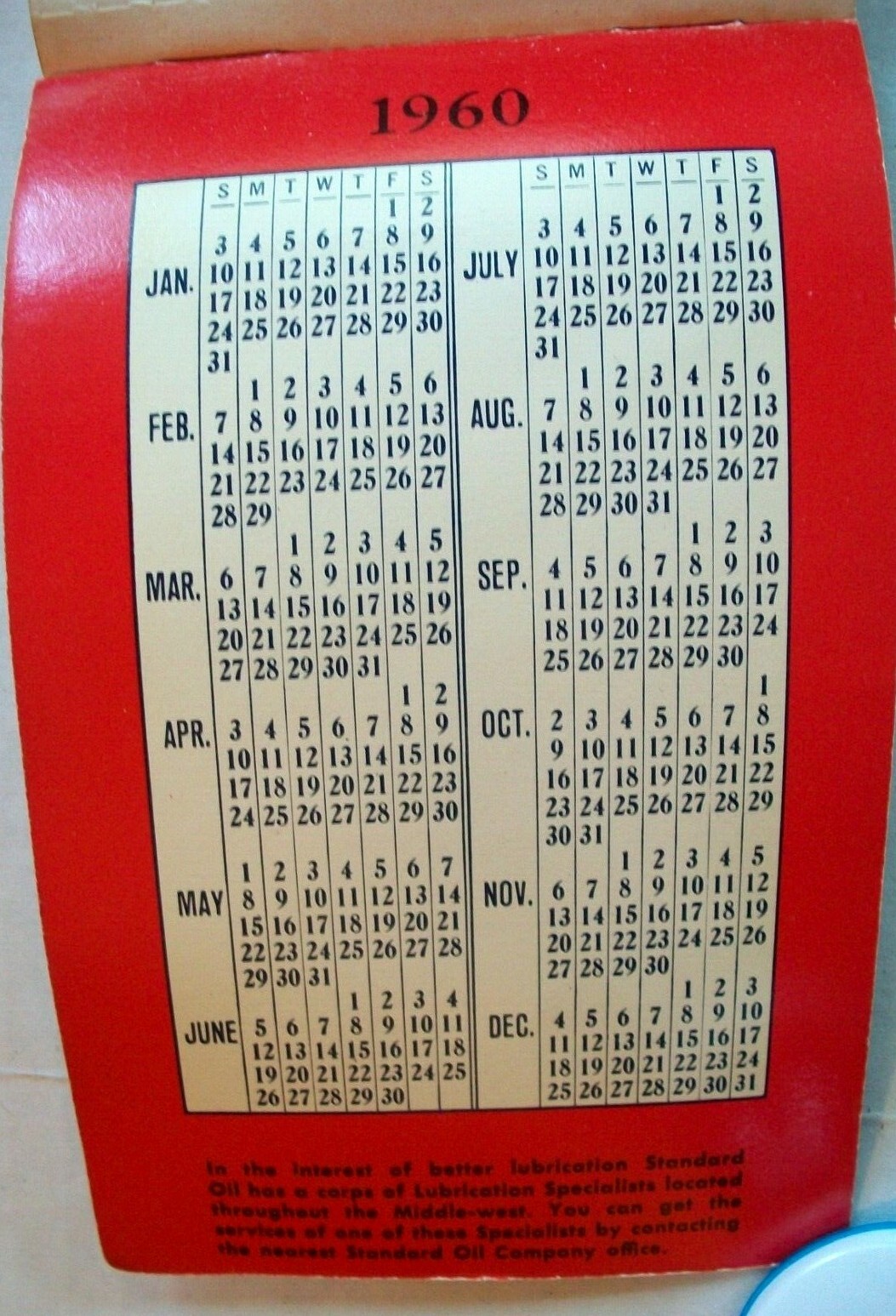 VINTAGE STANDARD OIL POCKET CALENDAR NOTE PAD 1959 SIZE 3.25" BY 5.25" VGC