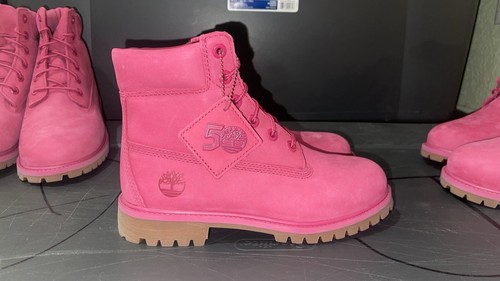 Size 5Y - Timberland 50th Edition Pink Premium 6 Inch Waterproof Boots - Picture 12 of 20