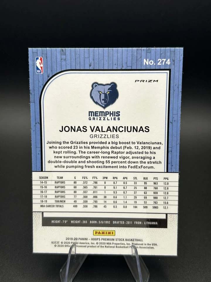 2019-20 Panini NBA Hoops Premium Stock Flash Prizm Jonas Valanciunas #274 - Image 2 of 2