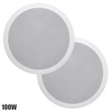 Pair of 8-inch 2-Way 100W RMS Peak In-Ceiling In-Wall Stereo Audio Speaker White