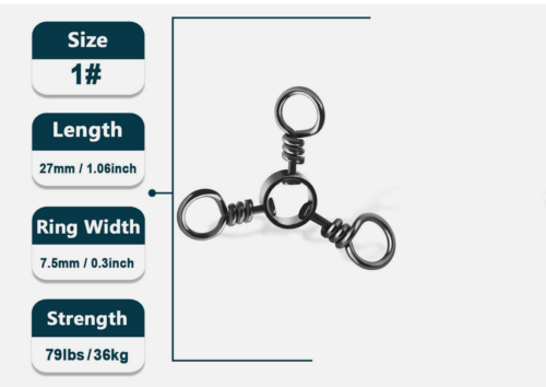 3 Way Swivel Fishing Tackle Saltwater Stainless Steel Fishing Lures Connector - Picture 32 of 37