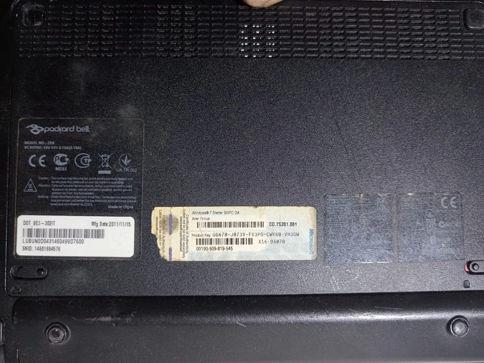 NOTEBOOK packard bell windows 7 starter RAM 1gb - Immagine 4 di 4