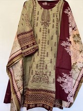 pakistani kastori embriodered three piece lawn