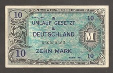Germany 10 Mark 1944; EF, P-194a, BNB-B604a; US print; AMC; WWII