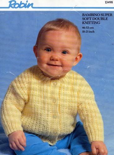 ~ Robin Baby Knitting Pattern For Cosy Round Neck Button-Up Cardigan ~ 18" ~ 21"
