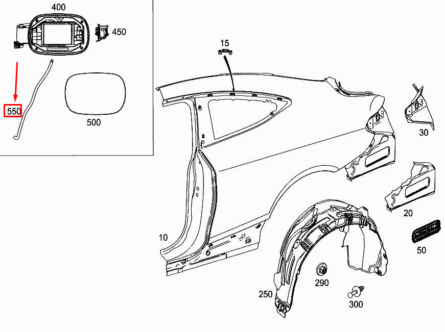 MERCEDES-BENZ C Coupe C205 Tankeinfüllöffnung Ablaufschlauch A2046391494