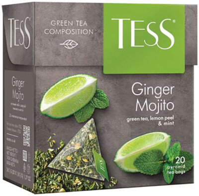 TESS GINGER MOJITO Green Tea LEMON Peel MINT RF NO GMO Made Russia 20 Pyramids
