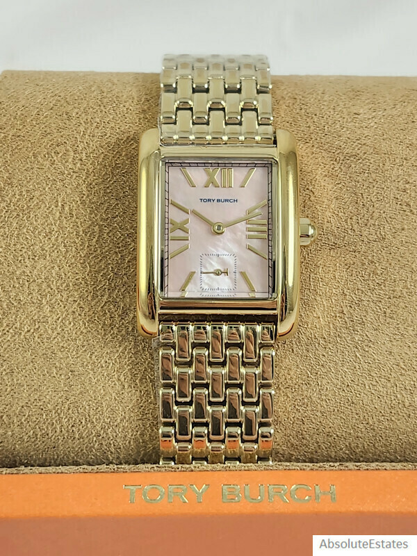 NEW Tory Burch Gold Eleanor Watch Blush Pink Mother of Pearl