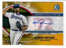 2023 Bowman Kumar Rocker Scouts Top 100 Chrome Gold Refractor Auto /50