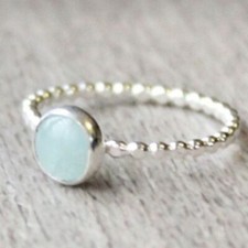 Natural Aqua Chalcedony Gemstone 925 Sterling Silver Ring Jewelry Gift D-192