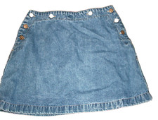 VTG Y2K JEAN MINI SKIRT Jr 9 Runs Small MED WASH Denim SNAP STUDS Retro EMO