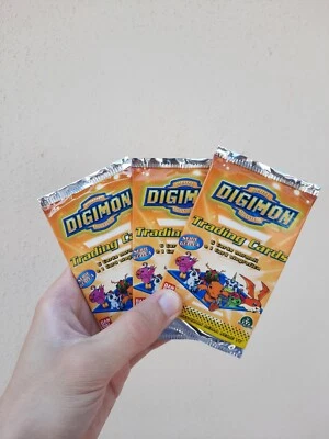 3 BUSTINE DIGIMON SERIE GIALLA Sigillate Bandai Tcg Trading Cards Game Anno 2000