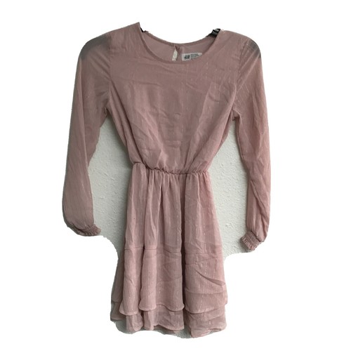 h&m pink long sleeve dress Women's Light pink Lace-Detail Cotton Dress