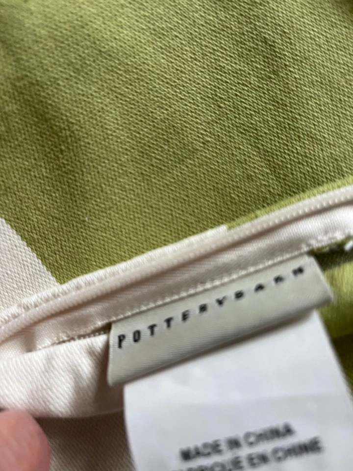 Pottery Barn Canvas Throw Pillow Covers, set of 2, Green and Ivory, NWT 20"x20" - Image 3 of 3