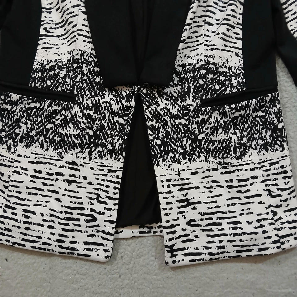 Blazer Peter Nygard Abrigo Deportivo Chaqueta Mujer 12 Negro Blanco Elastizado Geométrico Foto 4 de 4