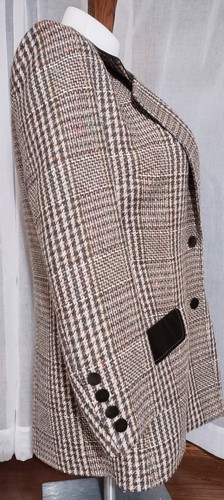 VINTAGE 80'S GIVENCHY EN PLUS Wool/Silk US 12W EU 40 Houndstooth Coat Blazer - Picture 2 of 11