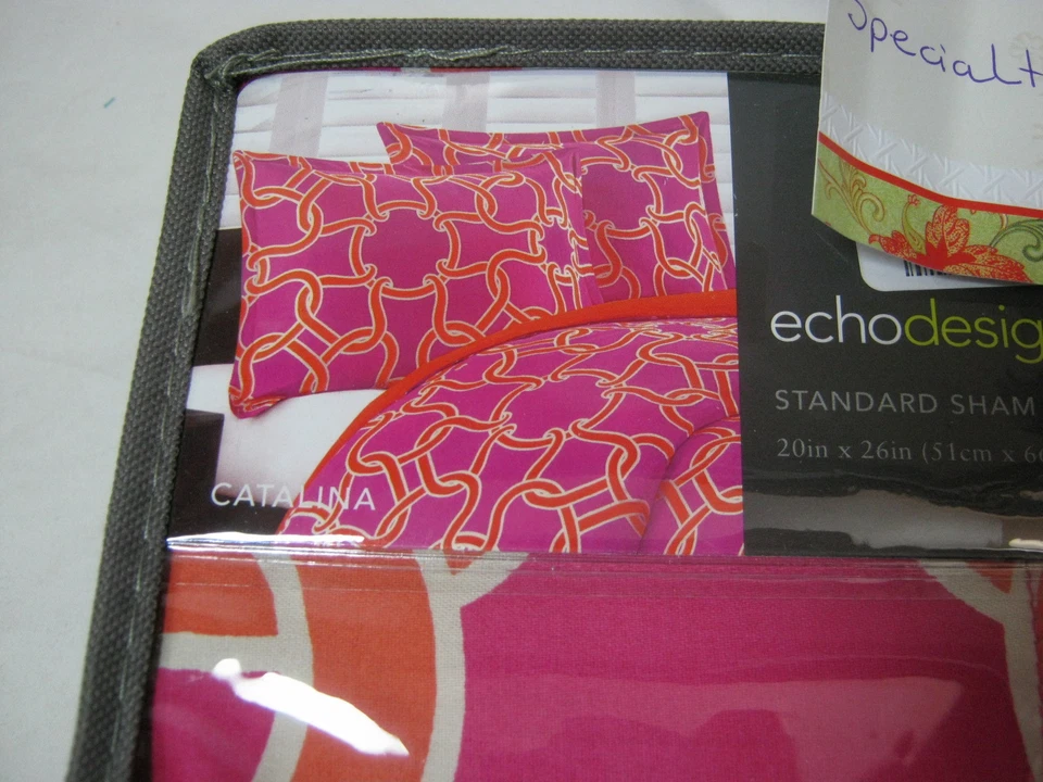 Juego de 2 edredón y farsa doble Echodesign CATALINA ~ rosa violeta/naranja nuevo Foto 3 de 4