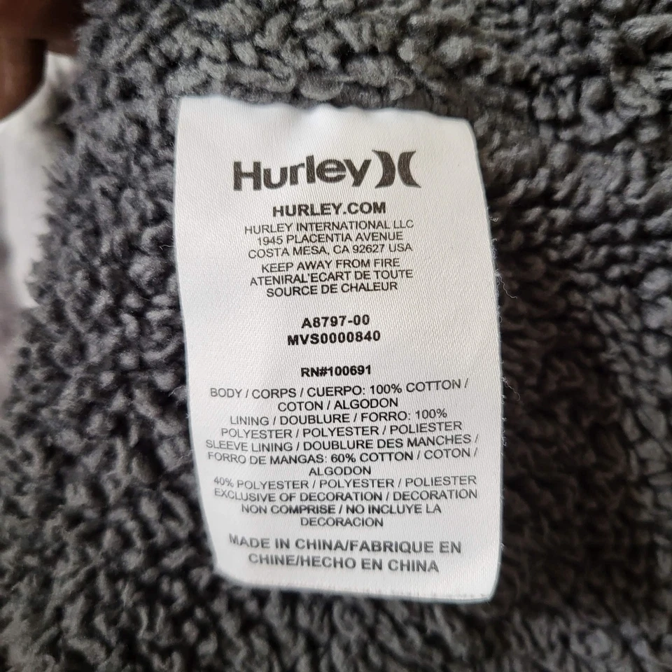 Camisa Hurley Hombres Abotonada M Gris Cuadros Forrada Sherpa Chamarra Manga Larga Foto 3 de 4