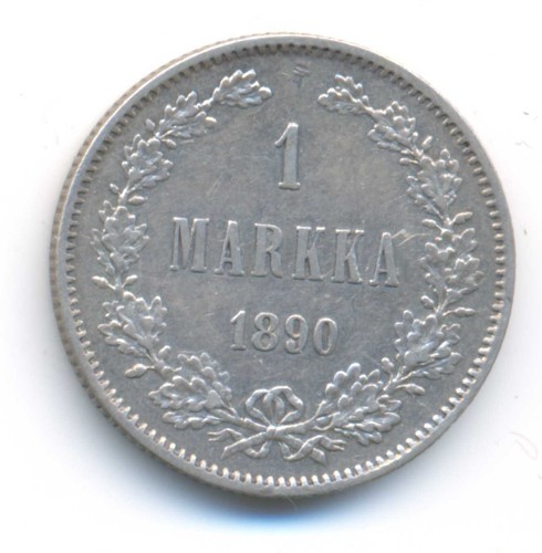 Finlandia bajo Rusia Imperial Plata 1 Markka 1890 XF - Imagen 1 de 2