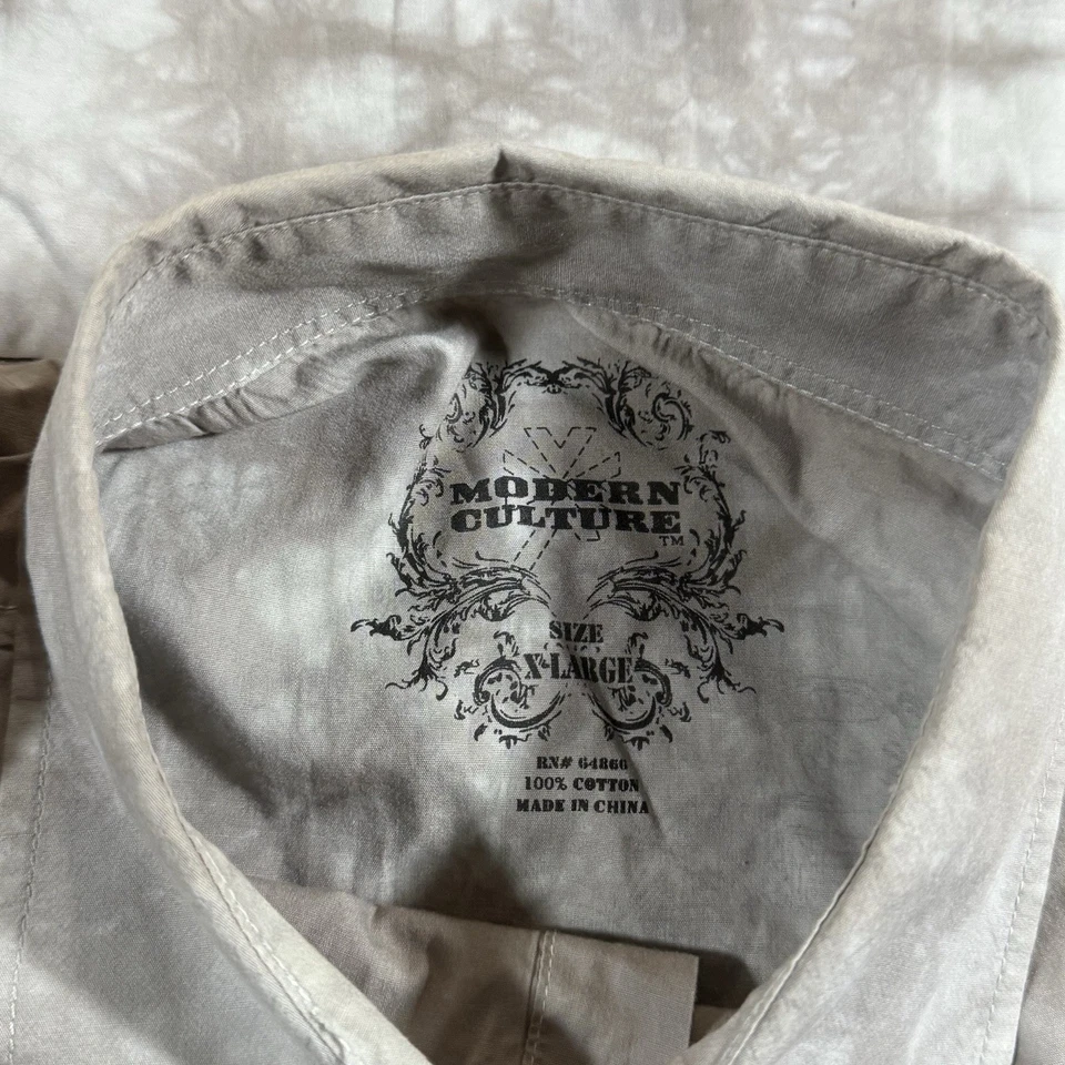 Modern Culture Y2K Style Shirt Men's Button Up Size XL Skull Print Wings - Image 3 of 4