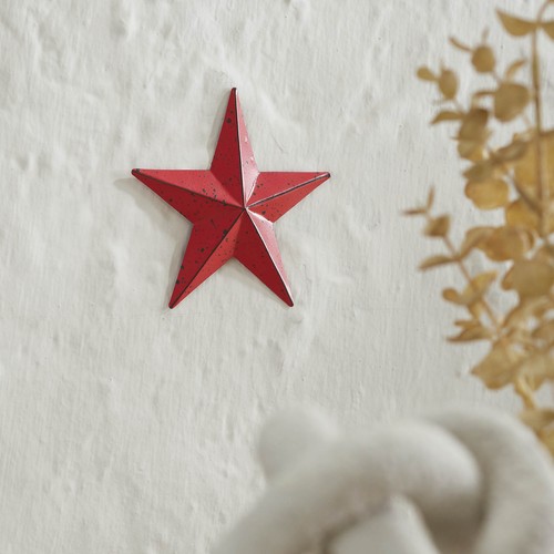 Metal Star Speckled Distressed Barn Red 4x4 - Picture 1 of 7