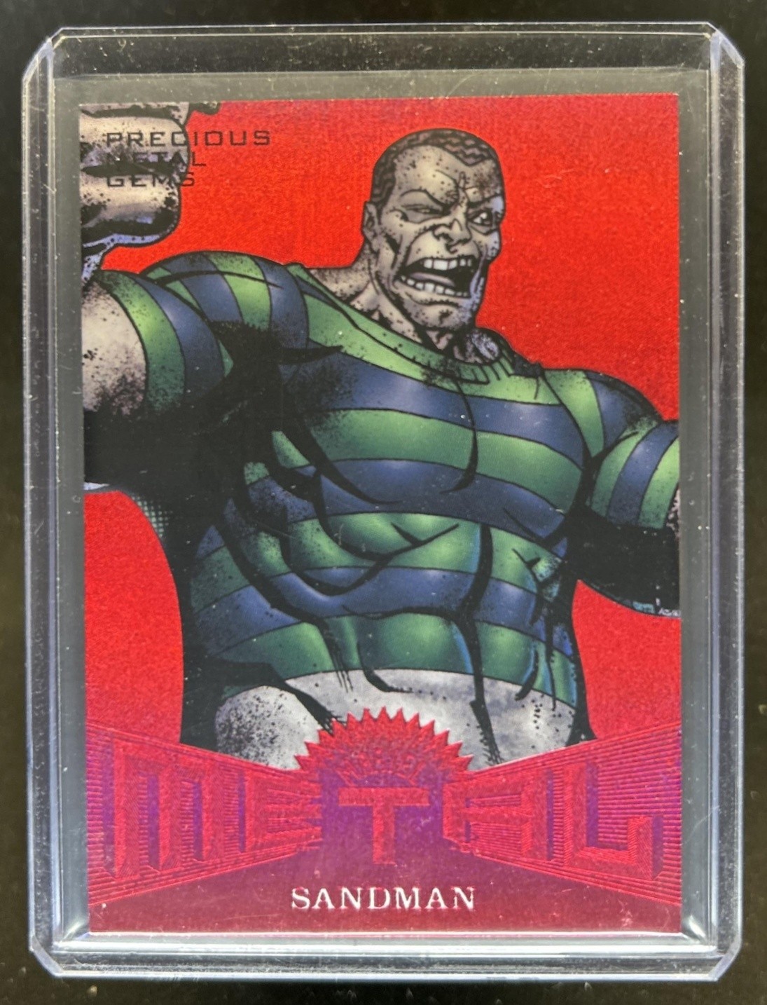 2017 Fleer Ultra Marvel Spider-Man Sandman Metal Precious Gems Red #/99