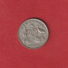 o5° AUSTRALIA ° 6 PENSÓW (S) 1955 ° ELIZABETH II. °