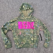 NEW Bebe Hoodie Sweatshirt Elastic Bebe Logo Size M 10/12 Y2K Camo Paint