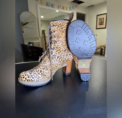 Dr Martens Darcie Heeled Boots Womens US 8 Real Fur Upper Leopard Print READ