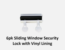 6pk Sliding Window Security Lock with Vinyl Lining, Child Proof Lock, Aluminum