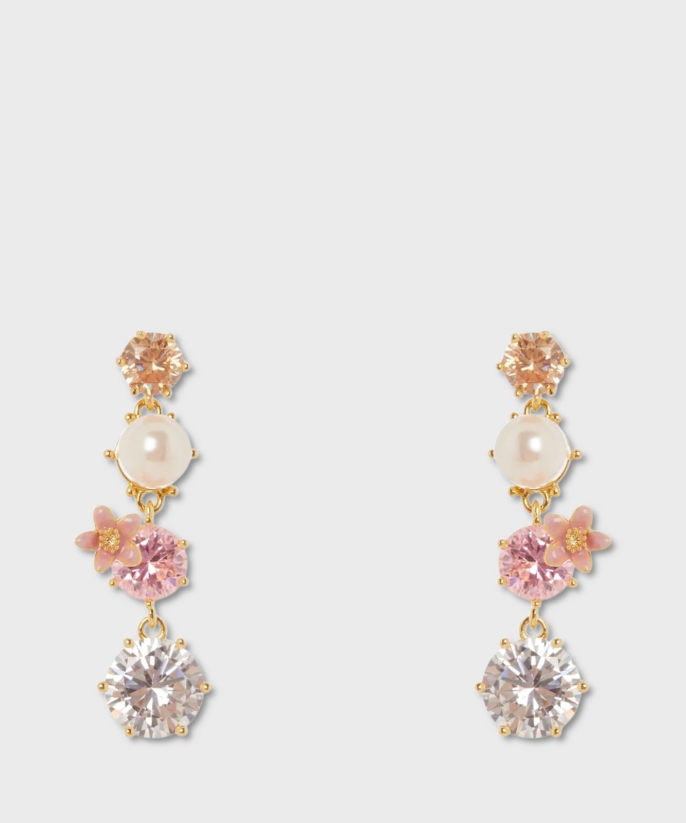 Sodini Hanami Ohrhnger mit Kristallen Perlen und Blumen rosa 900548 14190₽