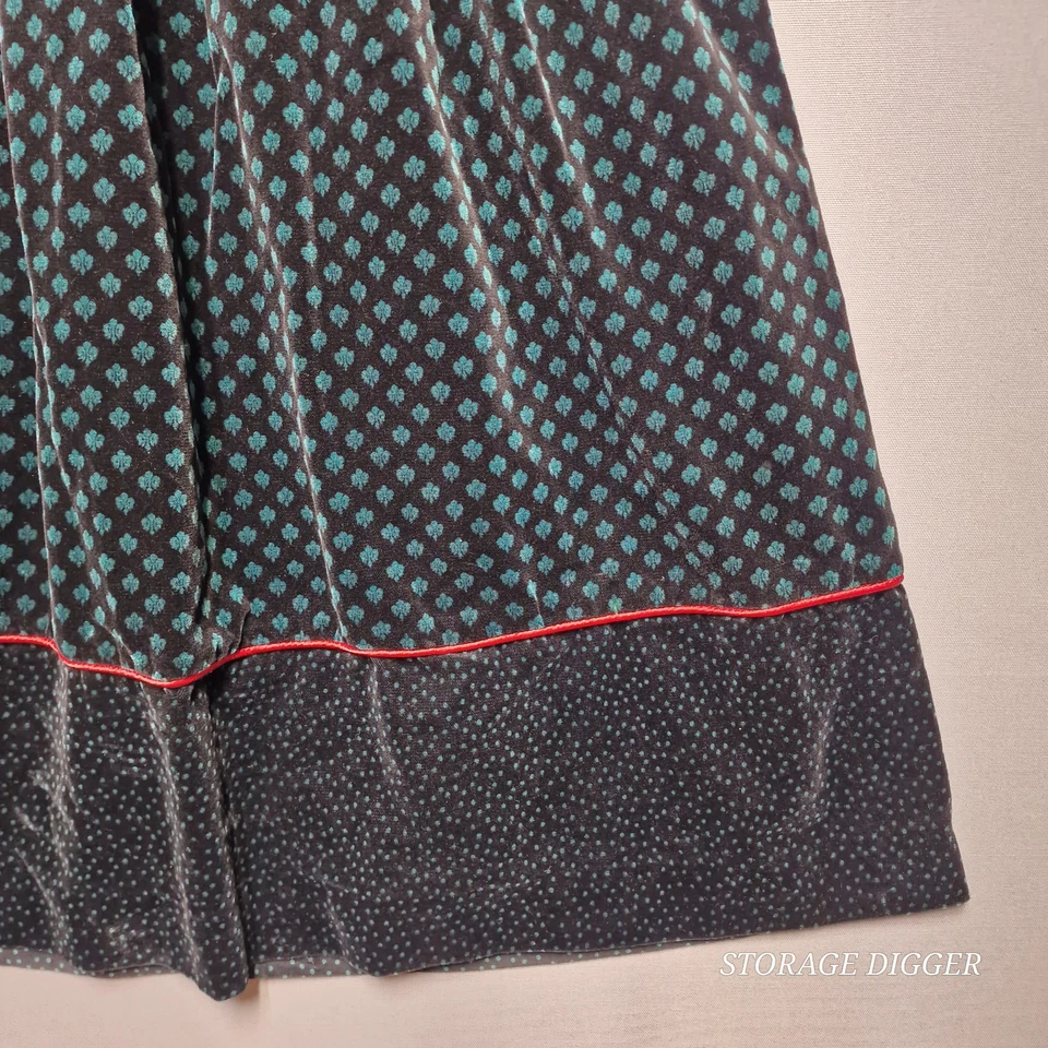 VTG Components by Susan Bristol Green Black Velvet Midi Skirt 100% Cotton Size 6 - Image 4 of 4