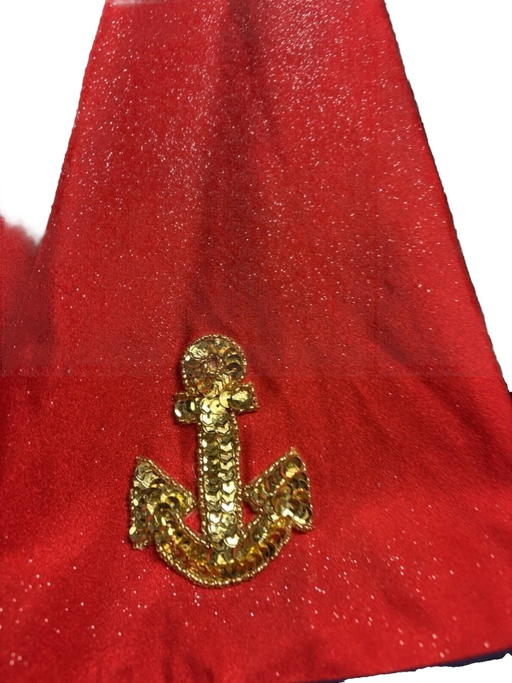 Dansco Rojo Marinero Patinaje Falda Adulto Mediana Brilla Brillo Dorado Lentejuelas Disfraz Foto 3 de 4