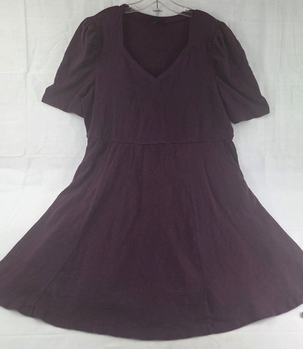 Torrid Dress Womens Size 2 Purple V-Neck Short Sleeve Swing Knit Dress Pockets
