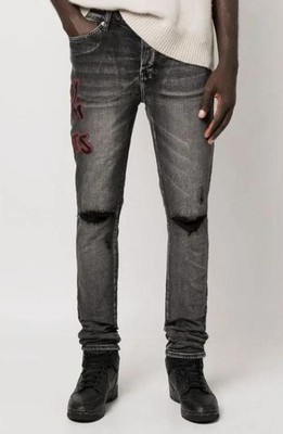 Ksubi Men's Gray World Tour Van Winkle Spray Skinny Jeans Size 42