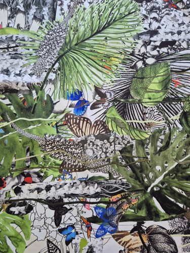 CHRISTIAN LACROIX 68cm Silk Square Scarf Cotton Border Jungle Butterfly - Picture 9 of 24