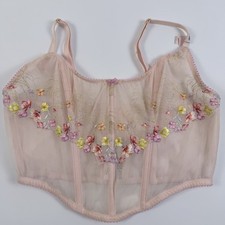 Victoria's Secret Dream Angels Soft Pink Floral Embroidery Corset Top M NWT