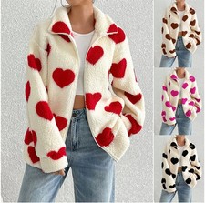 Damen Warme Plüsch Kapuzen Mantel Teddyfell Fleecejacken Winterjacke Coat DE